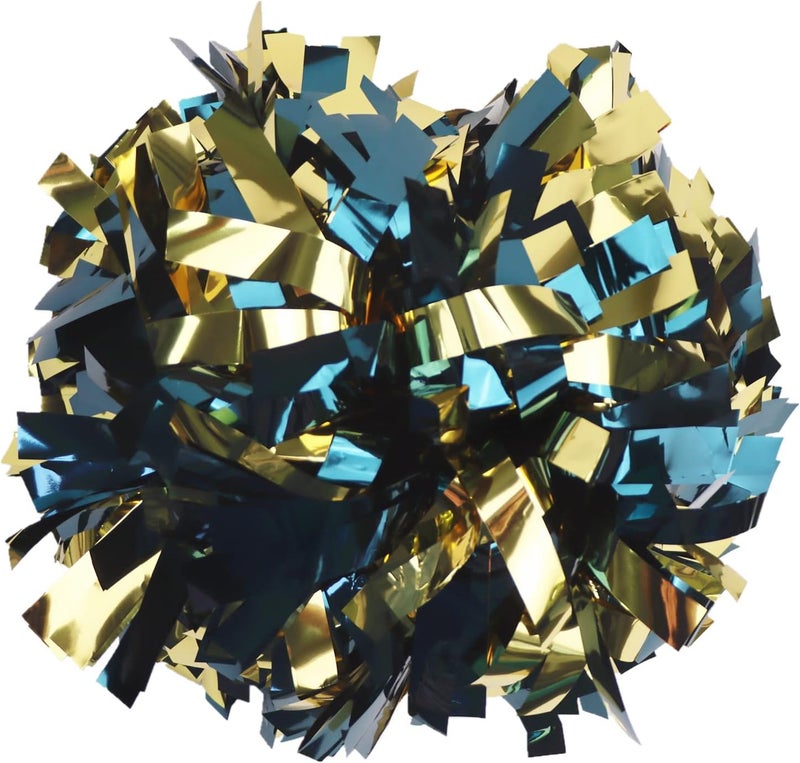 GUIFIER 2 Pack 6 Inches Metallic Cheerleading Pom Poms, Cheer Pom Pom with Baton Handle, Pompoms Cheerleader for Kids Girls Cheering Squad - Image 1